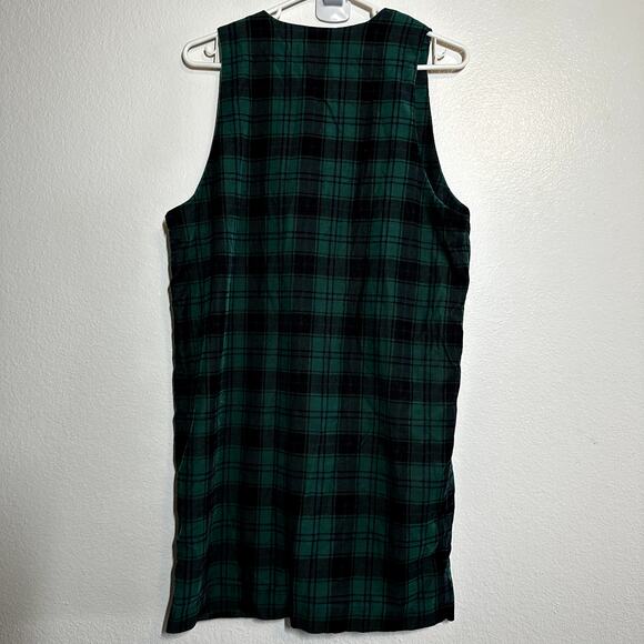 All Week Long Corduroy Dress 100% Cotton Wrap Button Up Gingham Plaid Green 8P - Picture 5 of 5